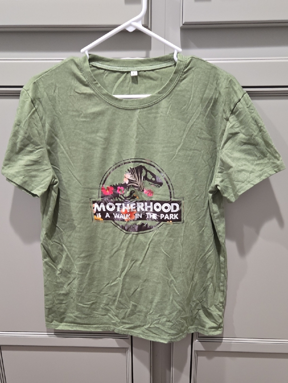 Motherhood Graphic Tee - Sage Green Short Sleeve Top